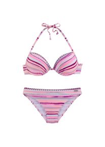 Venice Beach Push-Up-Bikini mit H&auml;kelkanten am Cup und an der Hose rosa, Gr&ouml;&szlig;e 38