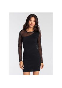 Melrose Strickkleid in femininer Mini-L&auml;nge mit Mesh schwarz, Gr&ouml;&szlig;e 40