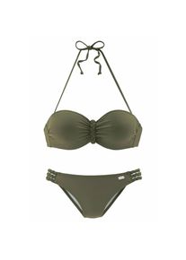 Buffalo B&uuml;gel-Bandeau-Bikini trendiger Look, mit abnehmbaren Tr&auml;gern, mit geflochtenen Details gr&uuml;n, Gr&ouml;&szlig;e 40