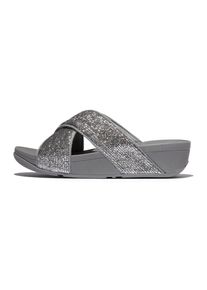 fitflop Pantolette &raquo;LULU CRINKLED SHIMMER&laquo; Slides, Badeschuh, Abendmode mit Glitter silberfarben, Gr&ouml;&szlig;e 38