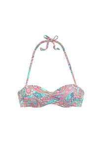 Venice Beach B&uuml;gel-Bandeau-Bikini-Top &raquo;Paislee&laquo; bedruckt, wattierte Cups, seitliche St&auml;bchen, abnehmbare Tr&auml;ger gr&uuml;n, Gr&ouml;&szlig;e 34