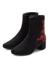Lascana Stiefelette mit floralem Muster, Stiefel, Boots VEGAN schwarz, Gr&ouml;&szlig;e 36