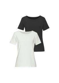 Lascana T-Shirt &raquo;mit Rundhals-Ausschnitt&laquo; 2er-Pack, aus elastischer Baumwoll-Modal-Qualit&auml;t beige, Gr&ouml;&szlig;e 48/50