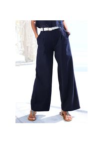 Lascana Palazzohose mit G&uuml;rtelschlaufen, Leinenhose, Sommerhose, casual blau, Gr&ouml;&szlig;e 34