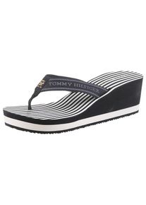 Tommy Hilfiger Dianette &raquo;TH STRIPES WEDGE BEACH SANDAL&laquo; , Zehentrenner, Sommerschuh mit gestreifter Innensohle blau, Gr&ouml;&szlig;e 42
