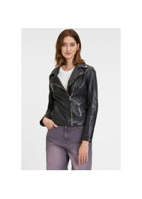 Mauritius Lederjacke &raquo;GWCaira&laquo; mit asymetrischem Rei&szlig;verschluss, Ziern&auml;hte schwarz, Gr&ouml;&szlig;e XS