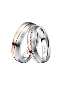 DOOSTI Trauring &raquo;Schmuck Geschenk Edelstahl Trauring Ehering Partnerring LIEBE&laquo; wahlweise mit oder ohne Zirkonia rosegold, Gr&ouml;&szlig;e 64