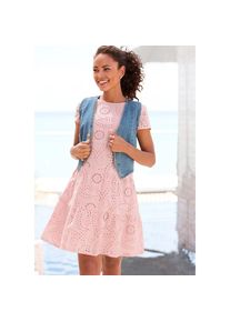 Buffalo Spitzenkleid kurzes Sommerkleid aus Lochstickerei lila, Gr&ouml;&szlig;e 34