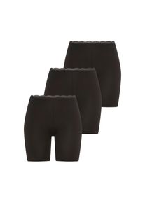 YSABEL MORA Lange Unterhose &raquo;BASIC COLLECTION COTTON WITH LACE&laquo; 3er Pack, angenehme Weichheit und Passform gegen Reibung schwarz, Gr&ouml;&szlig;e M