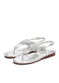 Lascana Zehentrenner Sandale, Pantolette im Metallic-Look VEGAN silberfarben, Gr&ouml;&szlig;e 41