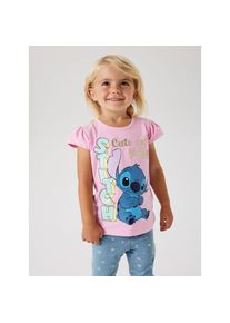 name it T-Shirt &raquo;NMFFOLLY &ndash; Shirt mit Puff&auml;rmeln und Glitzer-Stitch-Motiv&laquo; unifarben, casual, regular fit, Jersey, Rundhals rosa, Gr&ouml;&szlig;e 92