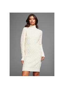 Laura Scott Strickkleid Ohne Taschen mit Zopfstrickmuster und Stehkragen beige, Gr&ouml;&szlig;e 40