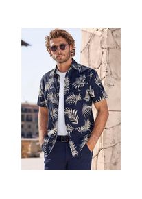 John Devin Hawaiihemd &raquo;Regular fit&laquo; Kurzarm, Freizeithemd mit Palmenprint aus reiner Baumwolle blau, Gr&ouml;&szlig;e XXL (45/46)