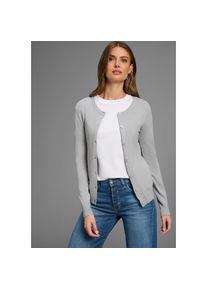 Laura Scott Strickjacke Feinstrick in Basic Fit mit Rundhals und Knopfleiste grau, Gr&ouml;&szlig;e 32/34