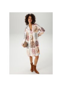 Aniston CASUAL Tunikakleid mit fantasievollem Patch-Druck- jedes Teil ein Unikat schwarz, Gr&ouml;&szlig;e 38