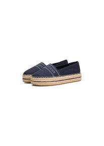 Tommy Hilfiger Espadrille &raquo;DENIM PLATFORM ESPADRILLE&laquo; , Plateau, Slipper, Schlupfschuh, Bequemschuh mit Bastbezug am Plateau blau, Gr&ouml;&szlig;e 40