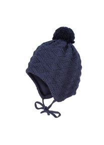 MaxiMo Strickm&uuml;tze Wolle, gef&uuml;ttert, zum Binden, mit Bommel blau, Gr&ouml;&szlig;e 53