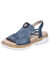 Rieker Sandale Sommerschuh, Sandalette, Schlupfschuh mit seitlichen Gummiz&uuml;gen blau, Gr&ouml;&szlig;e 40