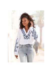 Lascana Langarmbluse mit aufwendiger Stickerei, Damenbluse, Tunika wei&szlig;, Gr&ouml;&szlig;e 34