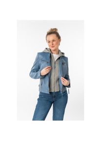 Mauritius Lederjacke &raquo;NOLA&laquo; mit Kapuze Two-in-One Style - mit abnehmbarer Jersey-Kapuze blau, Gr&ouml;&szlig;e 4XL/48