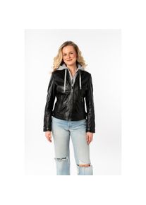 Mauritius Lederjacke &raquo;MWAleni&laquo; mit Kapuze mit Jerseykapuze und Stehkragen