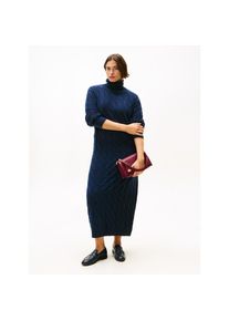 Tommy Hilfiger Curve Strickkleid &raquo;CRV SOFT WOOL CABLE ROLL-NK DRS&laquo; in gro&szlig;en Gr&ouml;&szlig;en, mit Zopfmuster, aus reiner Wolle blau, Gr&ouml;&szlig;e 46