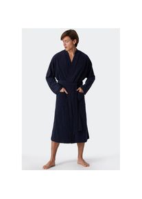Schiesser Herrenbademantel &raquo;Feather Terry&laquo; Bindeg&uuml;rtel, Seitentaschen blau, Gr&ouml;&szlig;e S