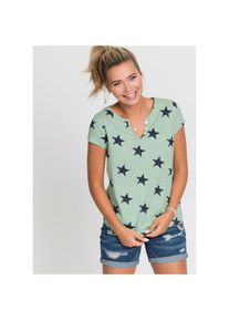 bonprix T-Shirt Shirt mit Sternprint aus reiner Baumwolle gr&uuml;n, Gr&ouml;&szlig;e 36/38 (S)
