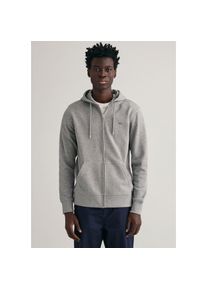 Gant Kapuzensweatjacke &raquo;REG SHIELD FULL ZIP HOODIE&laquo; mit Logostickerei auf der Brust grau, Gr&ouml;&szlig;e M