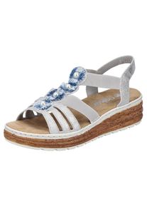 Rieker Plateausandale Sandalette, Sommerschuh, Schlupfschuh mit seitlichen Gummiz&uuml;gen grau, Gr&ouml;&szlig;e 38