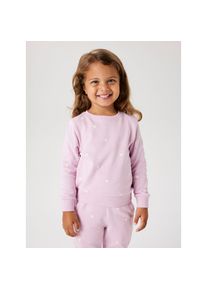 name it Sweatshirt &raquo;NMFVALBA &ndash; Sweater mit Herzchen-Alloverdruck und Rippb&uuml;ndchen&laquo;, bedruckt, casual, regular fit, Sweatware, Rundhals rosa, Gr&ouml;&szlig;e 116