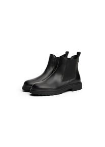 Tommy Hilfiger Chelseaboots &raquo;TH LEATHER CLEATED CHELSEA&laquo; , Blockabsatz, Stiefelette, Schlupfboots, beidseitiger Stretcheinsatz schwarz, Gr&ouml;&szlig;e 38