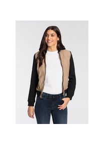 Mauritius Lederjacke &raquo;GWHanja OT&laquo; mit Kapuze im Materialmix beige, Gr&ouml;&szlig;e 3XL