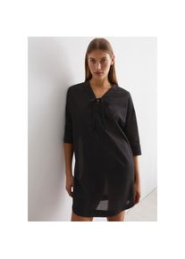 Marc O'Polo Marc O'Polo Strandkleid leichtes Tunika-Kleid, seitliche Schlitze schwarz, Gr&ouml;&szlig;e L
