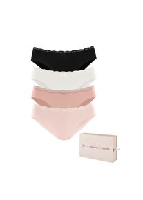 Lascana Bikinislip Packung, 4 Stk. aus elastischer Baumwolle, in sch&ouml;ner Box schwarz, Gr&ouml;&szlig;e 48/50