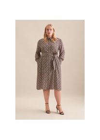 Seidensticker Sommerkleid &raquo;Schwarze Rose&laquo; Langarm Kragen Geometrische Muster blau, Gr&ouml;&szlig;e 3XL46