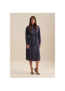 Seidensticker Sommerkleid &raquo;Schwarze Rose&laquo; Langarm Kragen Kettenprint blau, Gr&ouml;&szlig;e M38