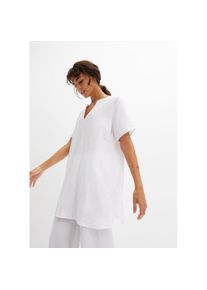 bonprix Longtunika Musselin Long-Tunika aus reiner Baumwolle wei&szlig;, Gr&ouml;&szlig;e 54