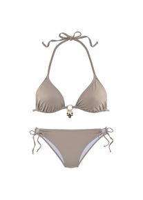 Bruno Banani Triangel-Bikini mit gold-schwarzenen Accessories grau, Gr&ouml;&szlig;e 34