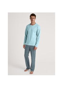 Calida Schlafanzug &raquo;Relax Streamline 2&laquo; 2 tlg. Langarm-Shirt mit eingefasstem Rundhalsausschnitt blau, Gr&ouml;&szlig;e XXL (58/60)