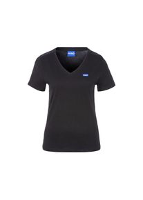 HUGO Blue T-Shirt &raquo;Classic V&laquo; mit Logo, V-Ausschnitt schwarz, Gr&ouml;&szlig;e S