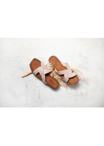 Aniston SHOES Pantolette , Flat, Sommerschuh, Strandschuh, Glitzersteine - NEUE KOLLEKTION beige, Gr&ouml;&szlig;e 40