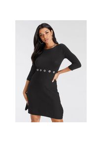 Melrose Strickkleid in Mini-L&auml;nge mit femininem Schnitt und Nietendetails schwarz, Gr&ouml;&szlig;e 42