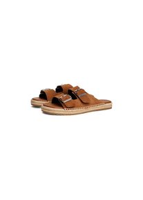 Tommy Hilfiger Pantolette &raquo;FLEX JUTTE HILFIGER SUEDE SANDAL&laquo; , Sommerschuh, Schlupfschuh mit verstellbaren Schnallen braun, Gr&ouml;&szlig;e 41