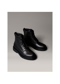 Calvin Klein Schn&uuml;rboots &raquo;COMBAT ESS LACE UP ZIP BOOT AOP&laquo; Schn&uuml;rstiefelette, Boots mit Monogramm-Print am Schaft schwarz, Gr&ouml;&szlig;e 45