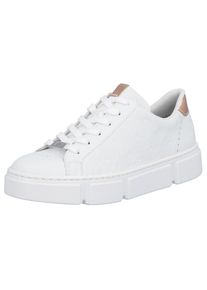 Rieker Plateausneaker mit metallicfarbenen Akzenten, Freizeitschuh, Halbschuh, Schn&uuml;rschuh wei&szlig;, Gr&ouml;&szlig;e 41