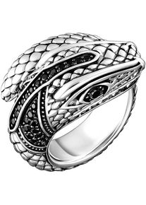 Thomas Sabo Fingerring &raquo;Ring in Schlangen-Optik mit schwarzen Steinen&laquo; mit Zirkonia (synth.) silberfarben, Gr&ouml;&szlig;e 64