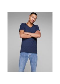 Jack & Jones Jack & Jones T-Shirt &raquo;SLIM- FIT BASIC TEE V-NECK&laquo; mit V-Ausschnitt blau, Gr&ouml;&szlig;e S