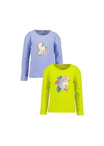 Blue Seven Langarmshirt Packung, 2 Stk. mit s&uuml;&szlig;en Einhorn-Motiven lila, Gr&ouml;&szlig;e 92