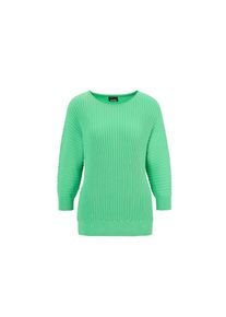 GOLDNER Rundhalspullover &raquo;Baumwollmix mit Fledermaus&auml;rmeln und Rippstruktur&laquo; gr&uuml;n, Gr&ouml;&szlig;e 36